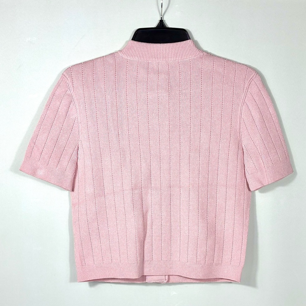 Balmain Knitted Four Pocket Short Sleeve Cardigan FR 40 US 8 Pink NWT - Picture 5 of 17